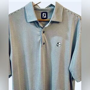 Foot Joy Performance Golf  Polo Shirt Gray Stripes Casual Confort Mens S…